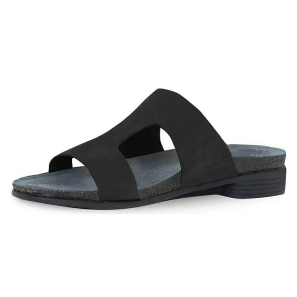 New Munro Jody Slide Sandal Black Nubuck Comfort Sz 8 Narrow - Picture 2 of 15